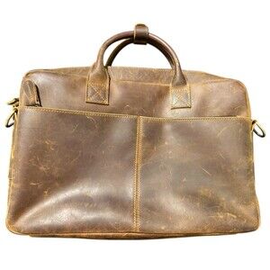 Jack &‎ Chris Brown Leather Briefcase messenger bag Business Travel